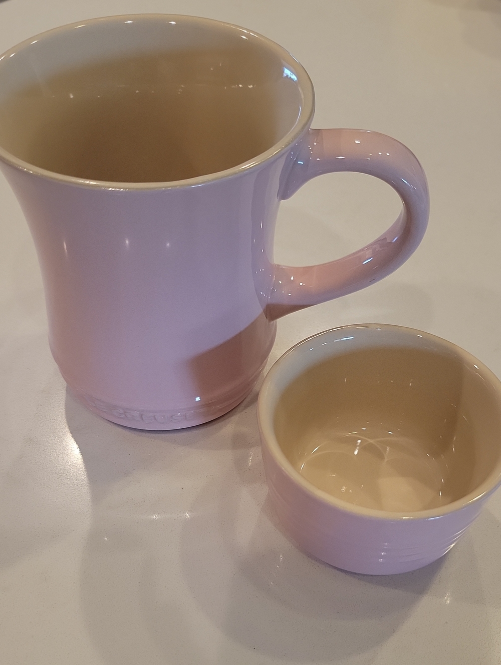 NWOT Le Creuset Chiffon Pink Ceramic Mug and Ramekin Set